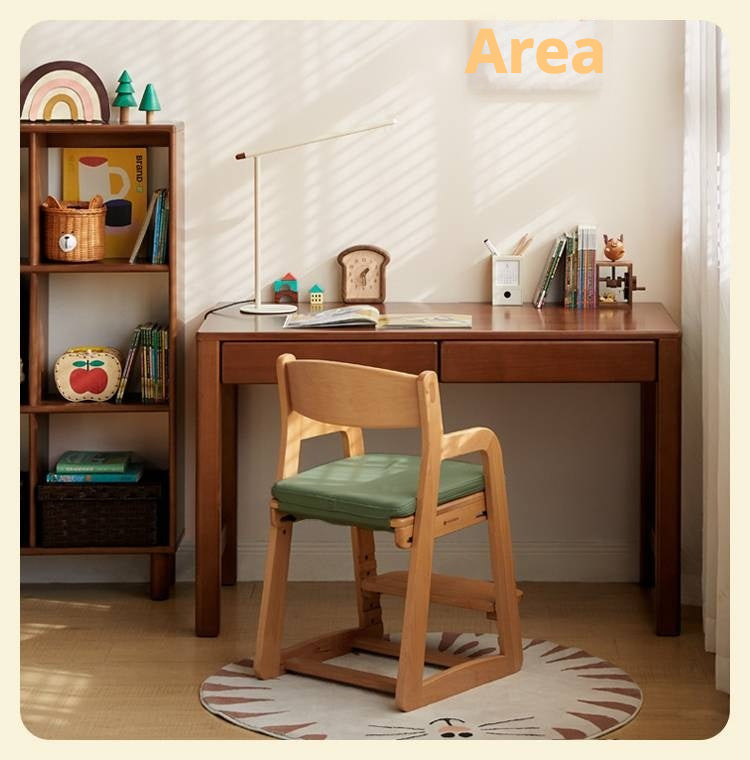 Poplar Solid Wood Children's Study Table Bookshelf Integrated.