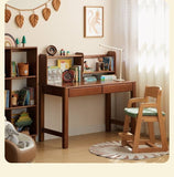 Poplar Solid Wood Children's Study Table Bookshelf Integrated.