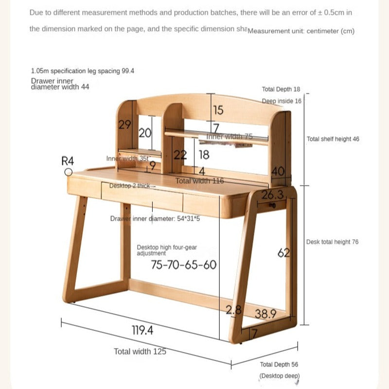 Beech Solid Wood Children's Study Table