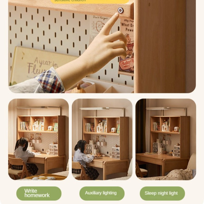 Beech Solid Wood Children's Study Table Eye Protection Lamp
