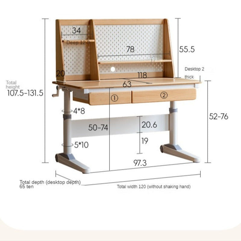 Beech Solid Wood Study Lift Table