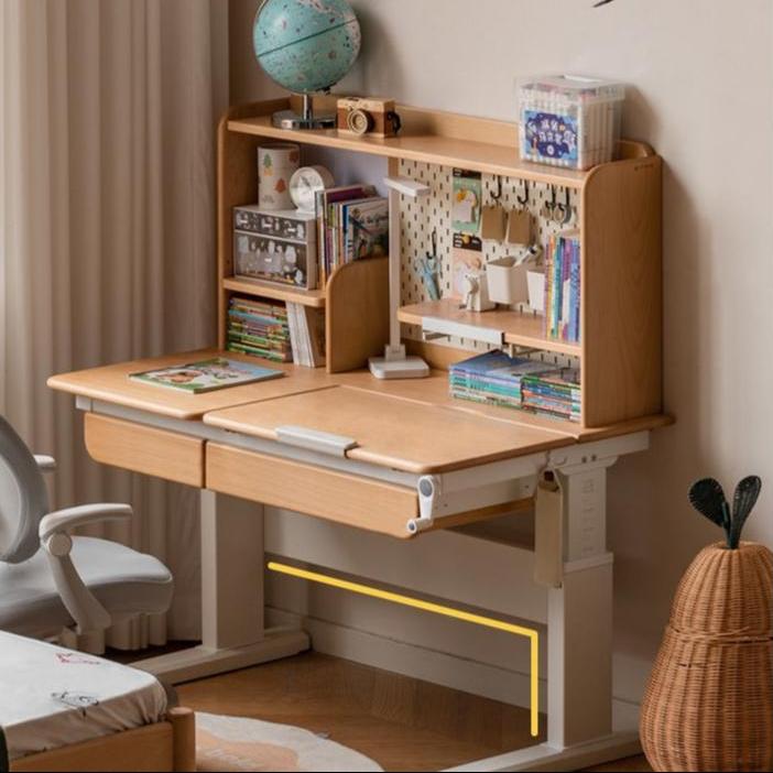 Beech Solid Wood Hand Crank Lift Children's Study Table