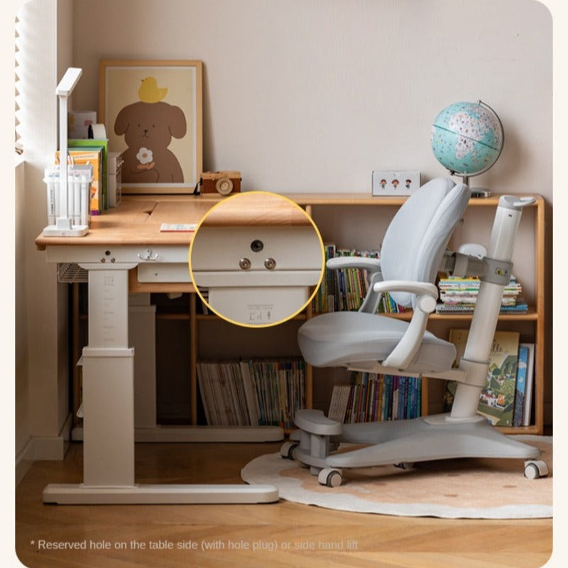 Beech Solid Wood Hand Crank Lift Children's Study Table