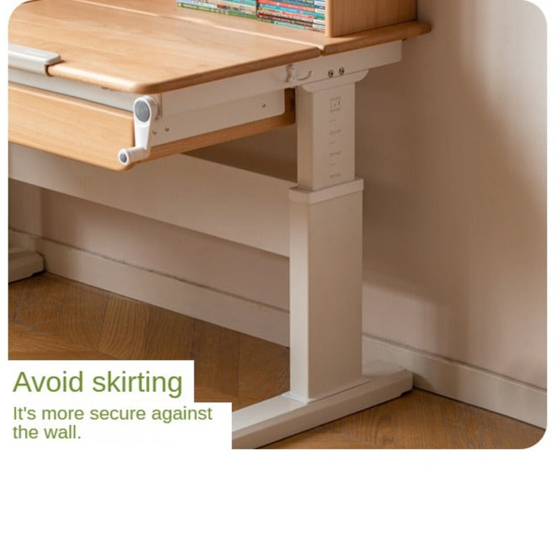 Beech Solid Wood Hand Crank Lift Children's Study Table