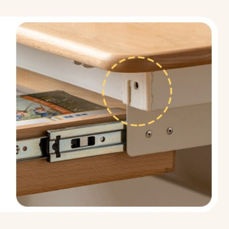 Beech Solid Wood Hand Crank Lift Children's Study Table