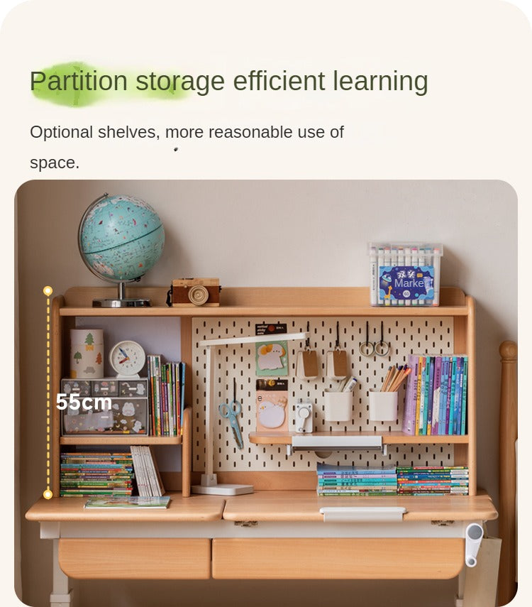 Beech Solid Wood Hand Crank Lift Children's Study Table