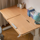 Beech Solid Wood Hand Crank Lift Children's Study Table