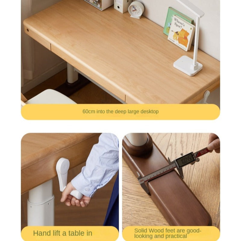 Beech Solid Wood Children's Modern Lift Study Table