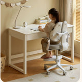 Poplar Solid Wood Study Table Writing Desk White Cream