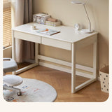 Poplar Solid Wood Study Table Writing Desk White Cream