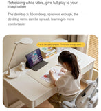 Poplar Solid Wood Study Table Writing Desk White Cream