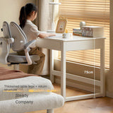 Poplar Solid Wood Study Table Writing Desk White Cream