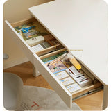 Poplar Solid Wood Study Table Writing Desk White Cream
