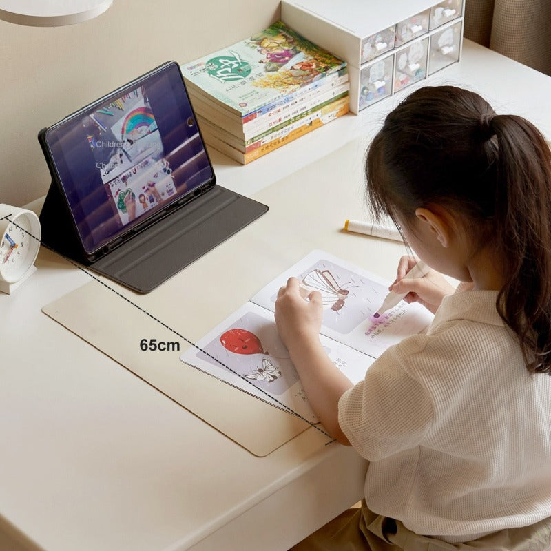 Poplar Solid Wood Study Table Writing Desk White Cream