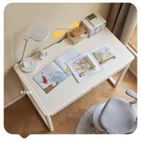 Poplar Solid Wood Study Table Writing Desk White Cream