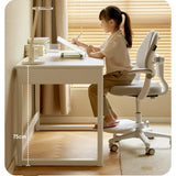 Poplar Solid Wood Study Table Writing Desk White Cream