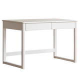 Poplar Solid Wood Study Table Writing Desk White Cream