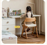 Poplar Solid Wood Cream Style Retractable Children's Double Desk