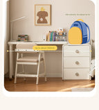 Poplar Solid Wood Cream Style Retractable Children's Double Desk
