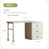 Poplar Solid Wood Cream Style Retractable Children's Double Desk