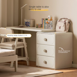 Poplar Solid Wood Cream Style Retractable Children's Double Desk