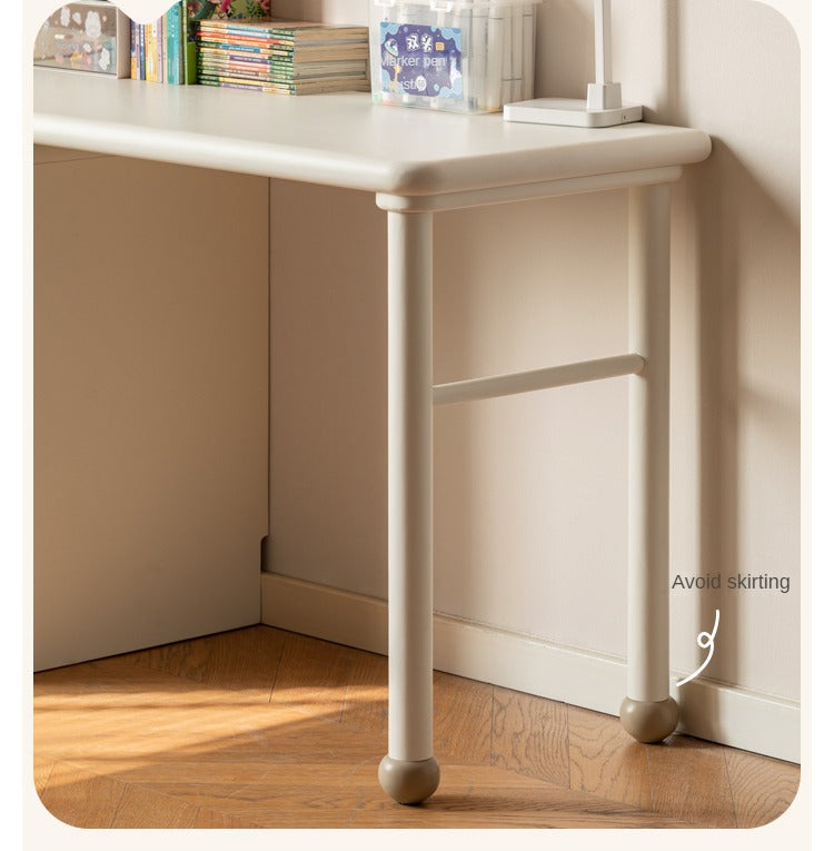 Poplar Solid Wood Cream Style Retractable Children's Double Desk