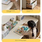 Poplar Solid Wood Cream Style Retractable Children's Double Desk