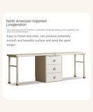 Poplar Solid Wood Cream Style Retractable Children's Double Desk