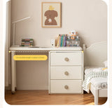 Poplar Solid Wood Cream Style Retractable Children's Double Desk