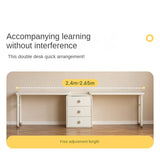 Poplar Solid Wood Cream Style Retractable Children's Double Desk