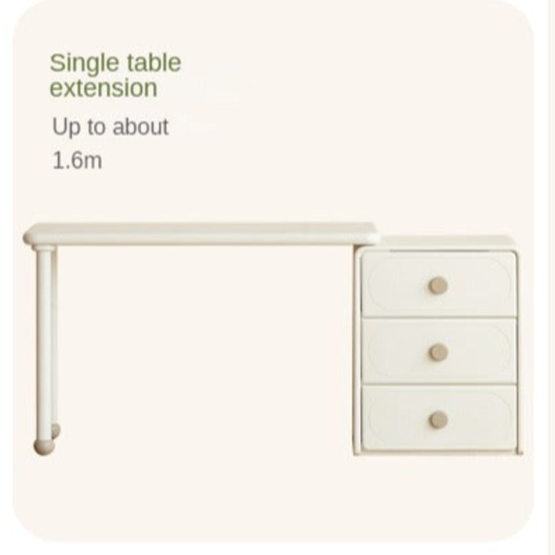 Poplar Solid Wood Cream Style Retractable Children's Double Desk