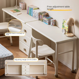 Poplar Solid Wood Cream Style Retractable Children's Double Desk