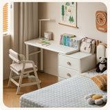 Poplar Solid Wood Cream Style Retractable Children's Double Desk