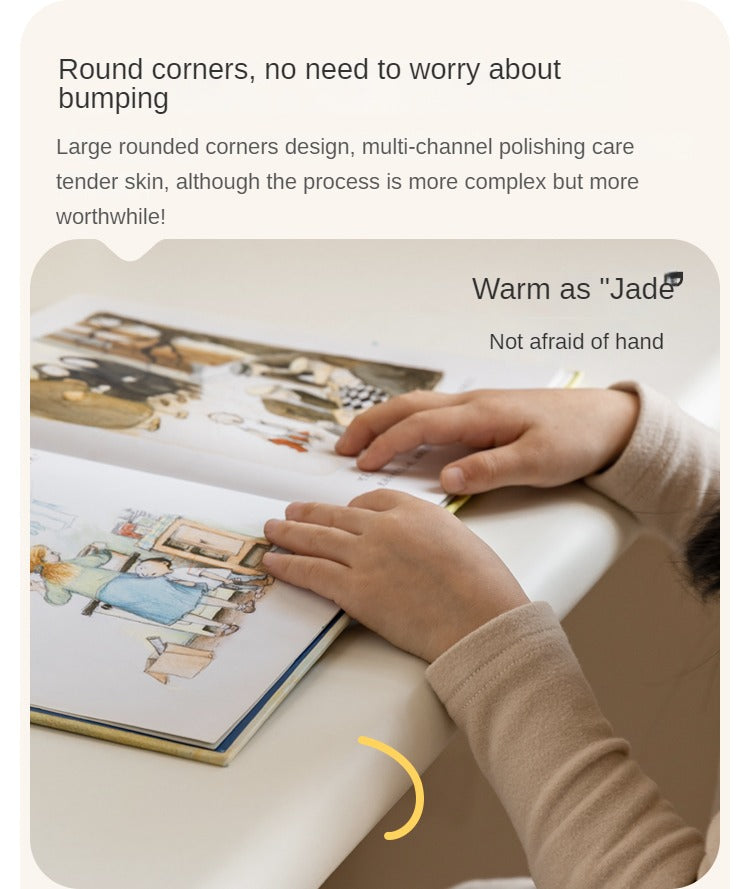 Poplar Solid Wood Cream Style Retractable Children's Double Desk