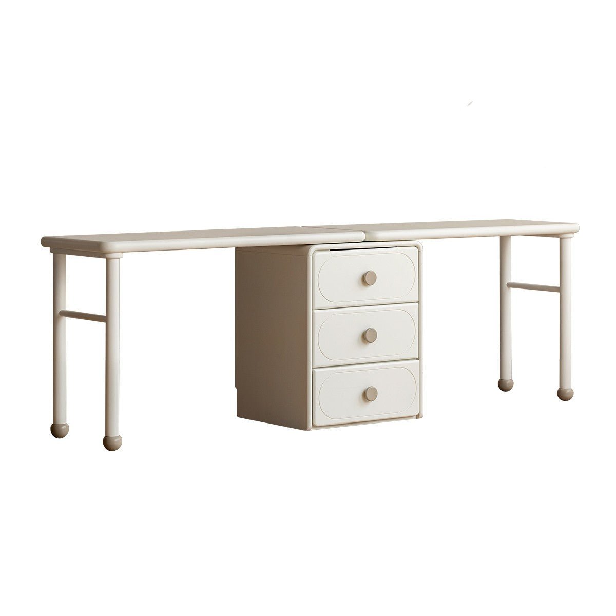 Poplar Solid Wood Cream Style Retractable Children's Double Desk