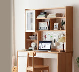 Beech Solid Wood Desk Bookshelf Combination