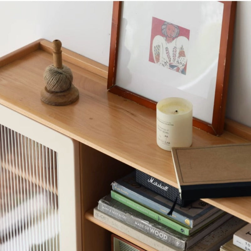 Beech Solid Wood Desk Bookshelf Combination