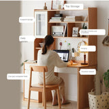 Beech Solid Wood Desk Bookshelf Combination