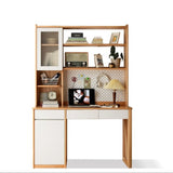 Beech Solid Wood Desk Bookshelf Combination