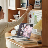 Beech Solid Wood Desk Bookshelf Combination