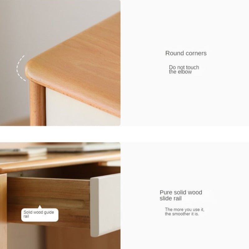 Beech Solid Wood Desk Bookshelf Combination