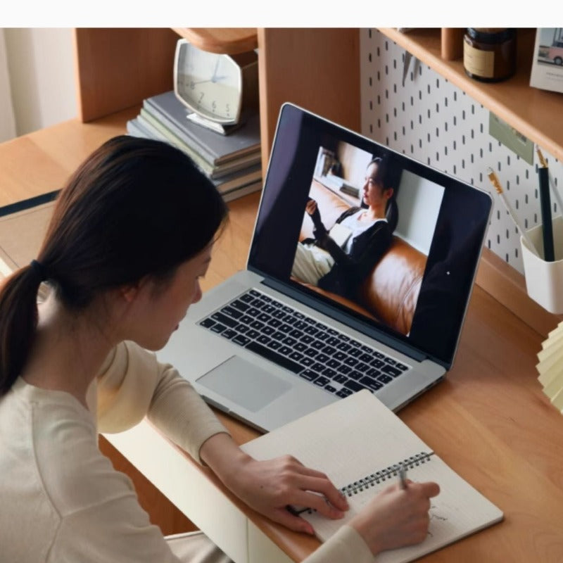 Beech Solid Wood Desk Bookshelf Combination