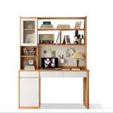 Beech Solid Wood Desk Bookshelf Combination