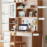Beech Solid Wood Desk Bookshelf Combination