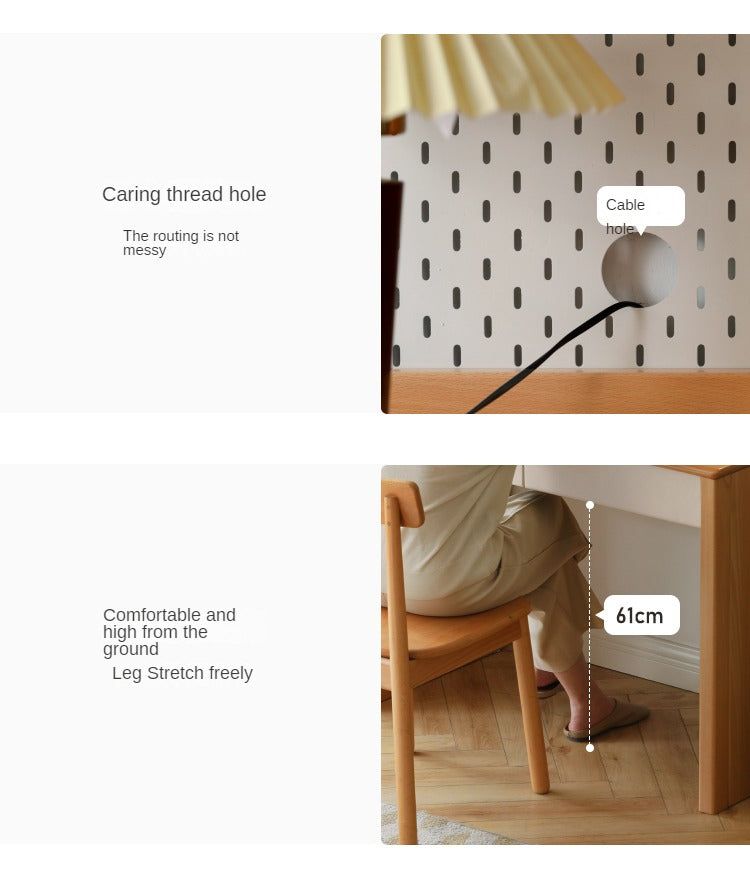 Beech Solid Wood Desk Bookshelf Combination