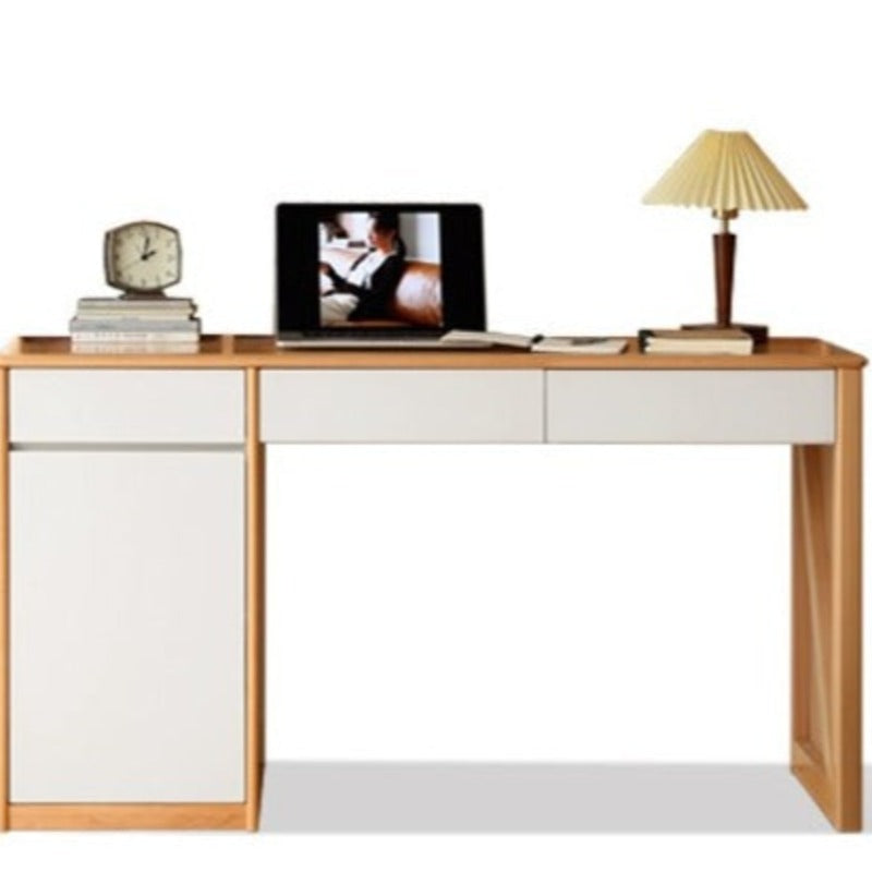 Beech Solid Wood Desk Bookshelf Combination