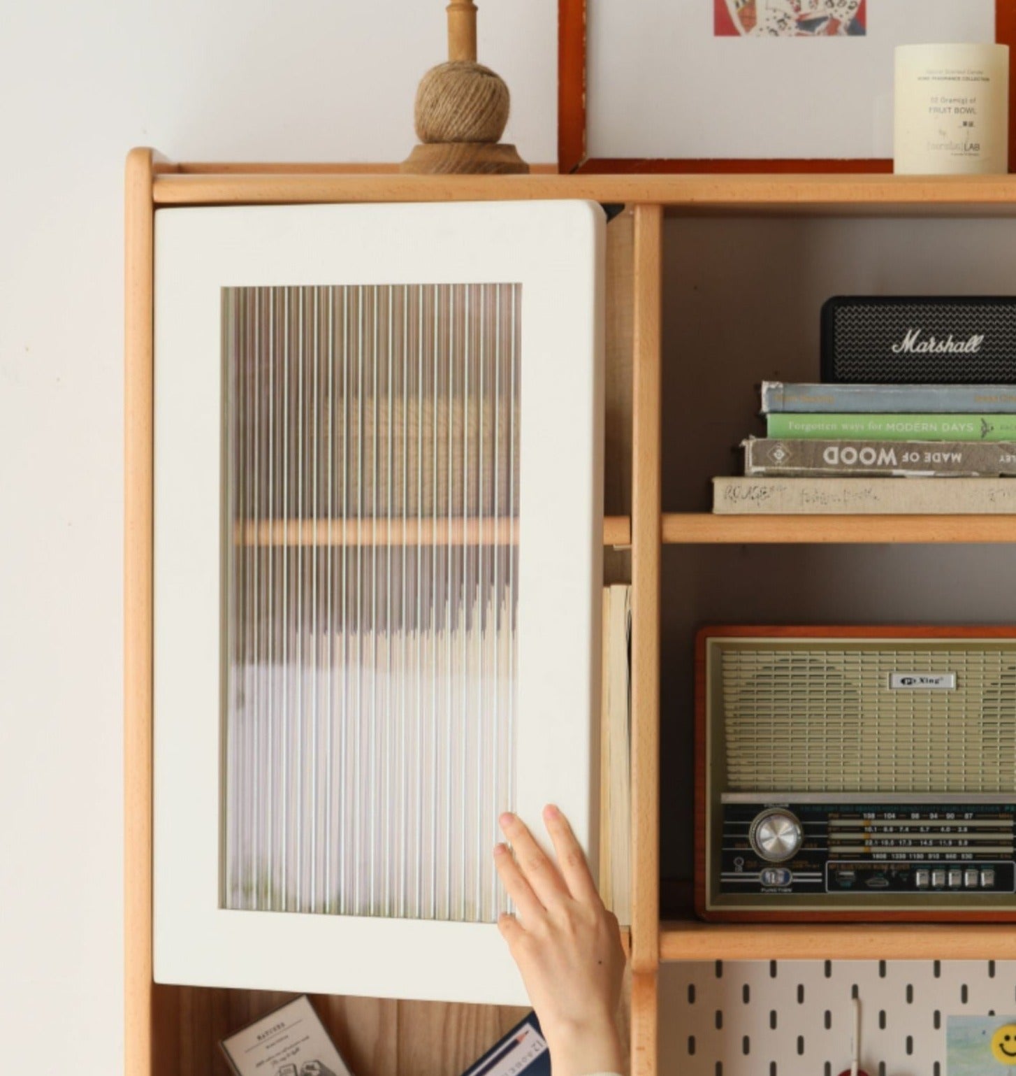 Beech Solid Wood Desk Bookshelf Combination