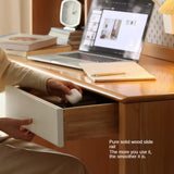 Beech Solid Wood Desk Bookshelf Combination