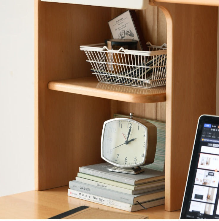 Beech Solid Wood Desk Bookshelf Combination