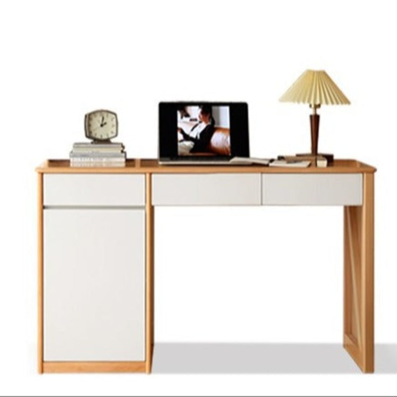 Beech Solid Wood Desk Bookshelf Combination